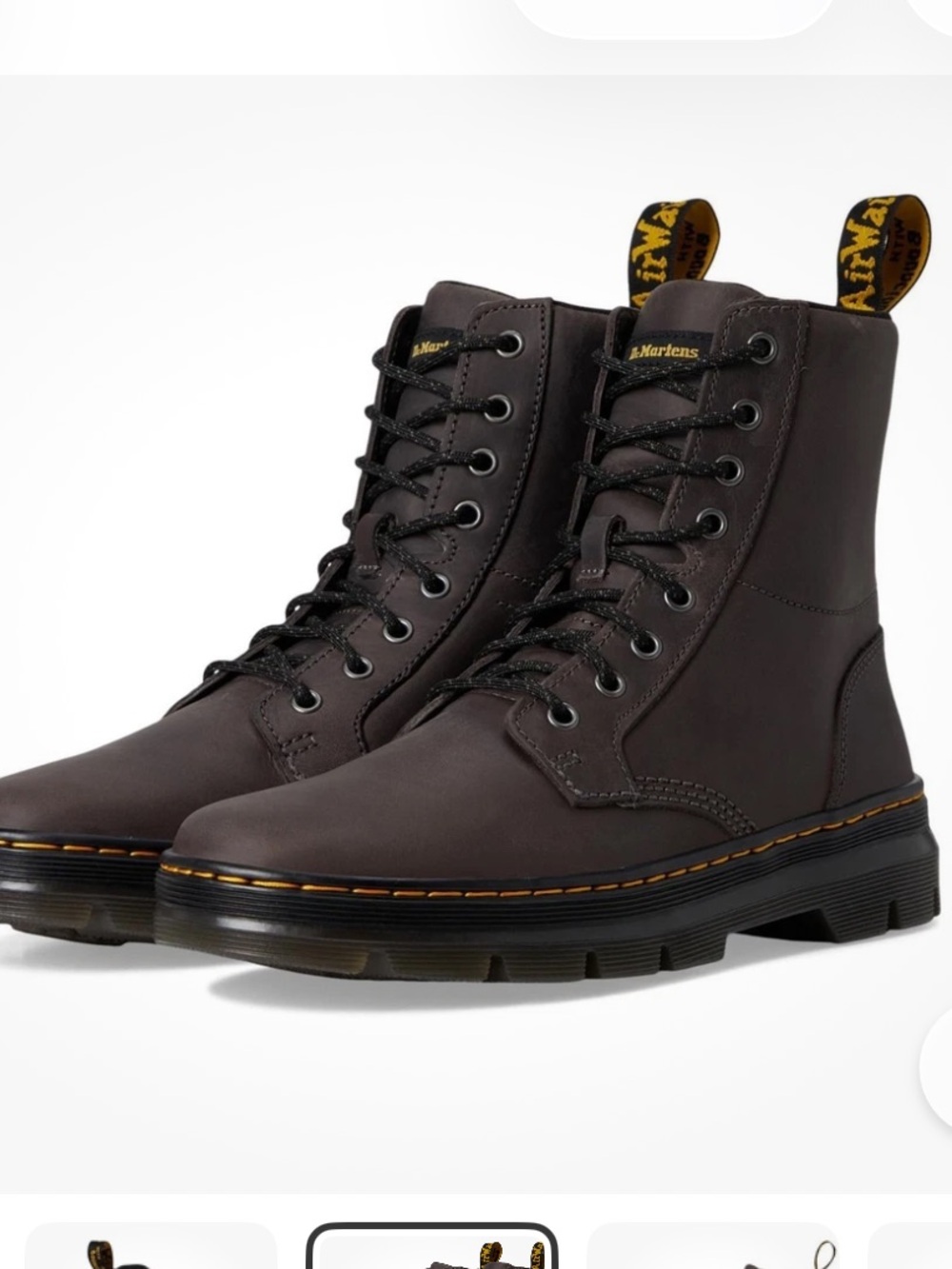 Dr. Martens Men’s Dark Brown 8-Eye Leather Lace-Up Boots
